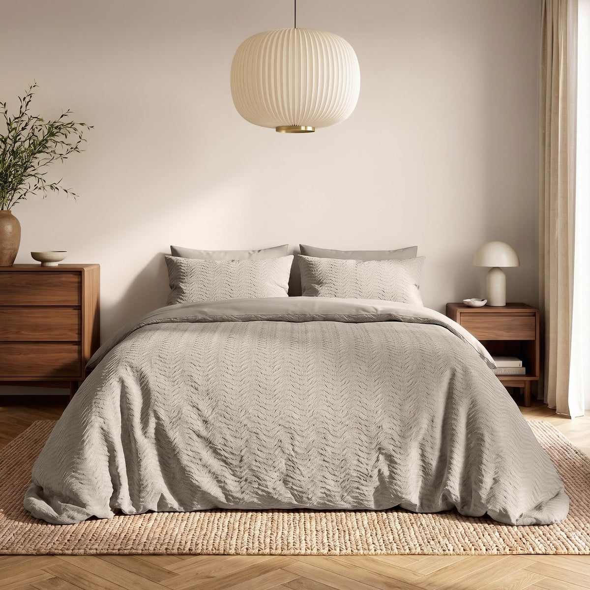Embossed Dekbedovertrek Taupe/Grijs – Curve 3D Reliëf – Zacht Microvezel met Kussenslopen – Sleeptime - Dromen & Wonen