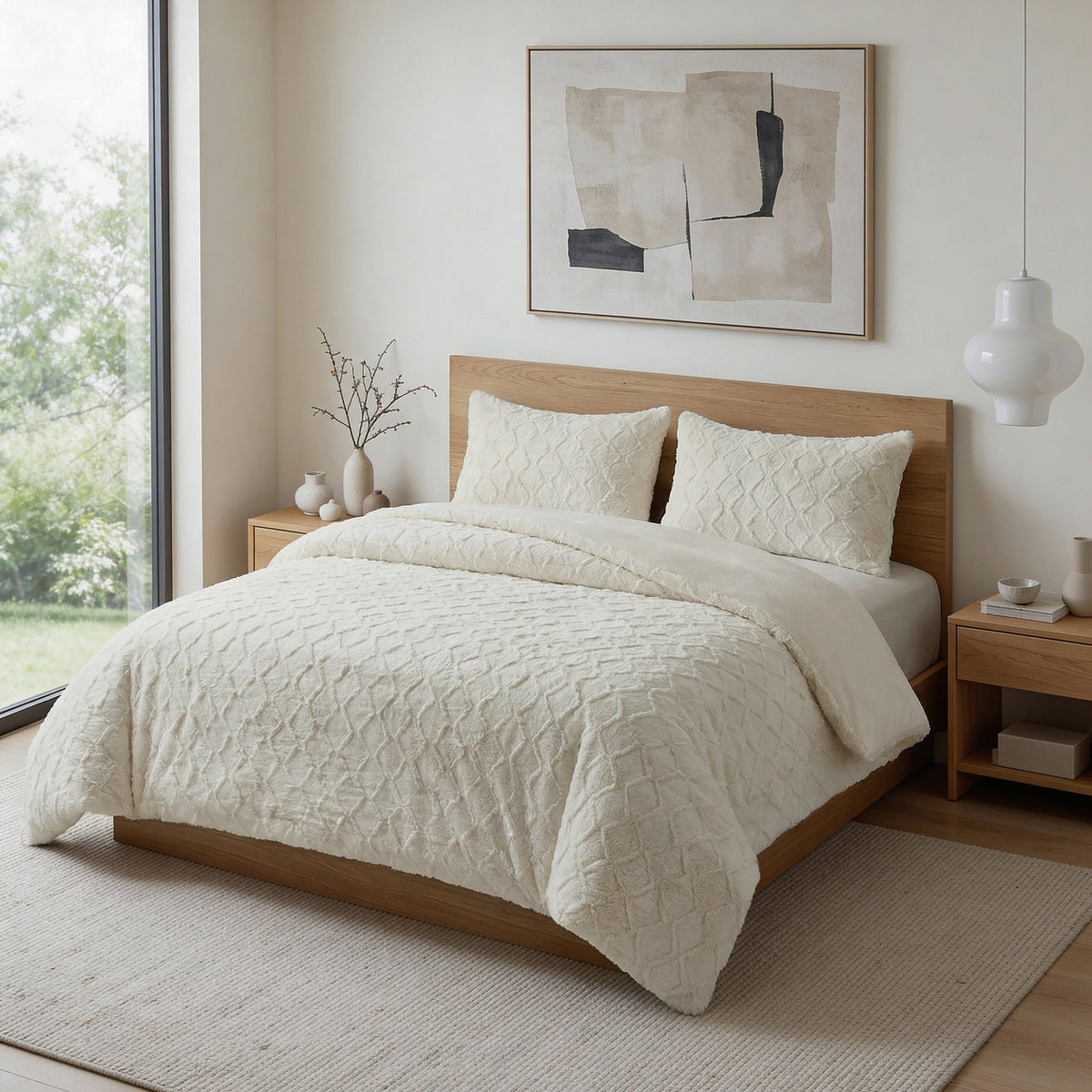Faux Fur Dekbedovertrek Creme – Syon Teddy – Warm & Zacht met Kussenslopen – Sleeptime - Dromen & Wonen
