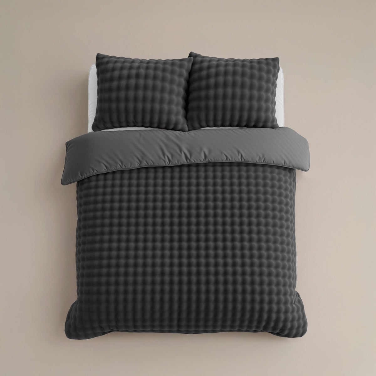 Flanel Dekbedovertrek Antraciet – Pom Pom – Warm & Zacht met Kussenslopen – Sleeptime - Dromen & Wonen