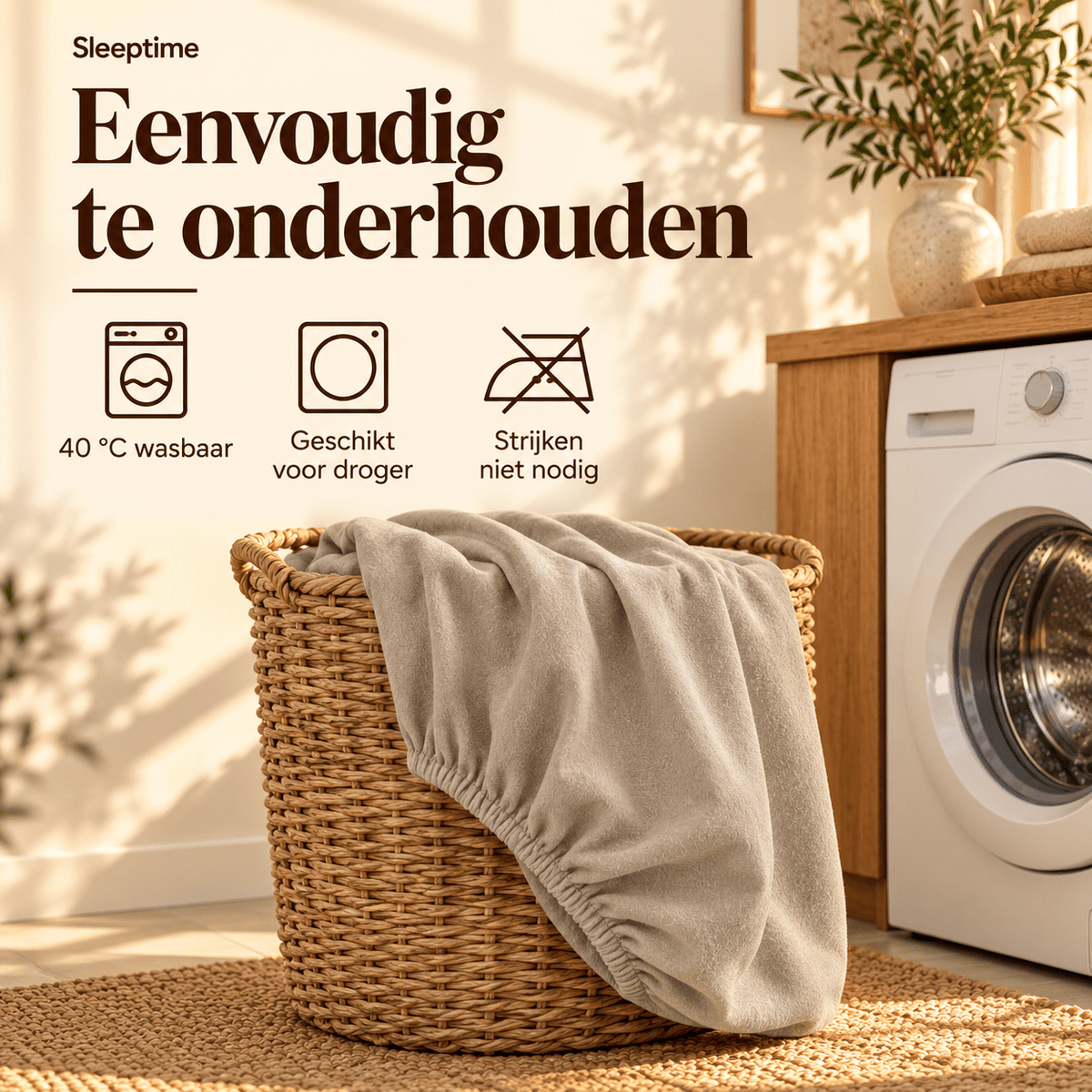 Hoeslaken Flanel – 100% Katoen, Warm & Zacht – Taupe – Sleeptime - Dromen & Wonen