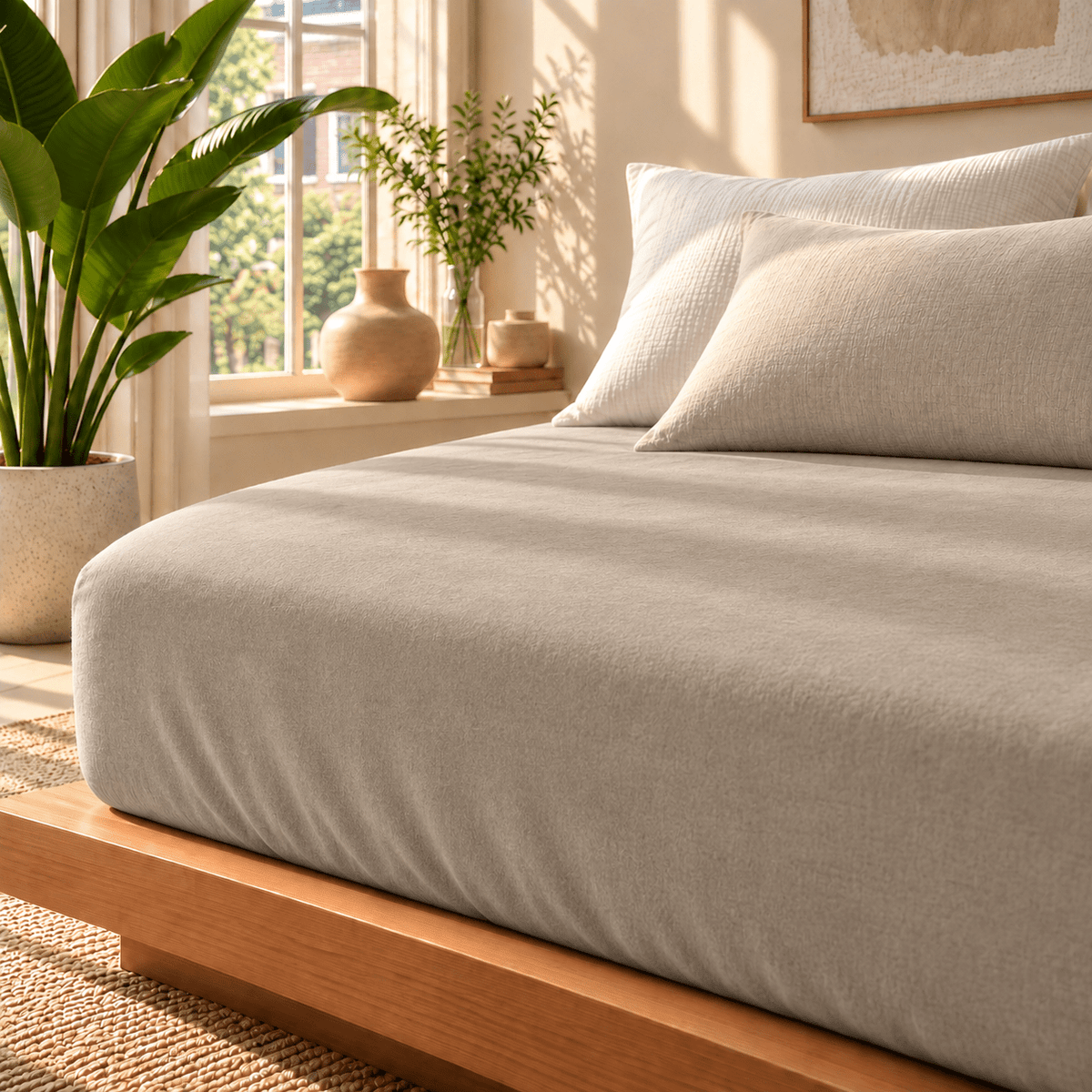 Hoeslaken Flanel – 100% Katoen, Warm & Zacht – Taupe – Sleeptime - Dromen & Wonen