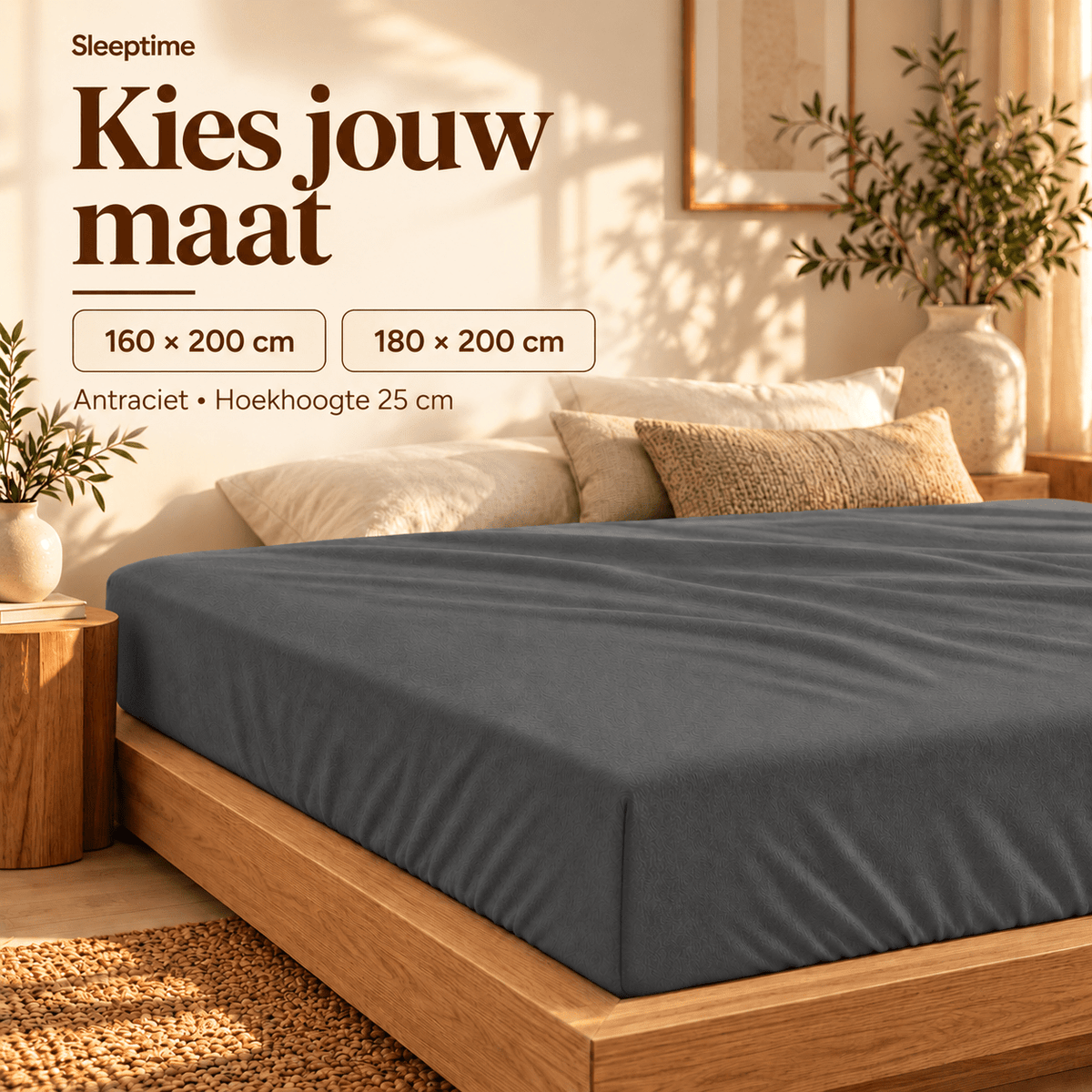 Hoeslaken Flanel Premium – 100% Katoen 160 gsm – Antraciet – Dreamhouse - Dromen & Wonen