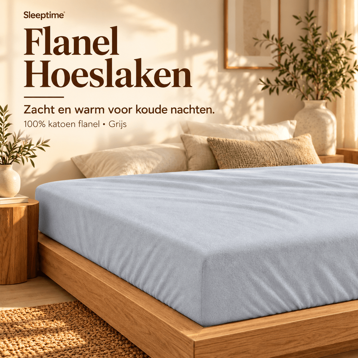 Hoeslaken Flanel Premium – 100% Katoen 160 gsm – Grijs – Dreamhouse - Dromen & Wonen