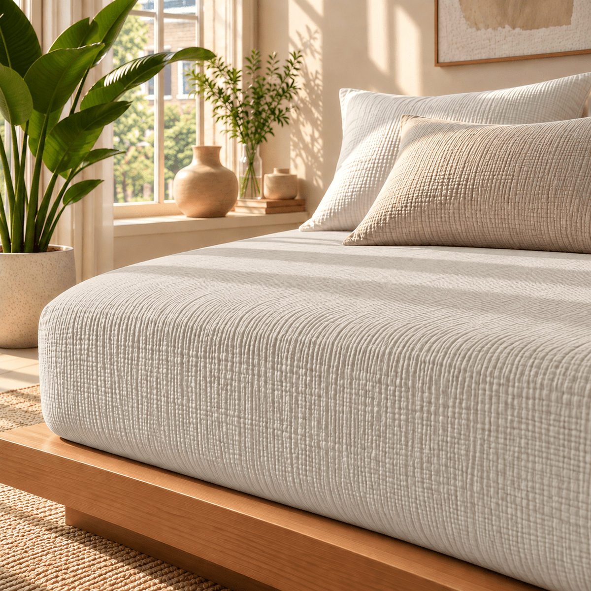 Hoeslaken Mousseline Katoen – Zacht & Ademend – Creme – Dreamhouse - Dromen & Wonen