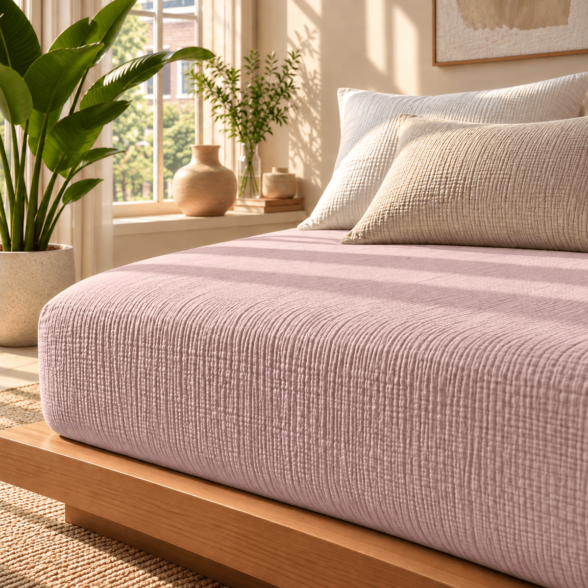 Hoeslaken Mousseline Katoen – Zacht & Ademend – Roze – Dreamhouse - Dromen & Wonen