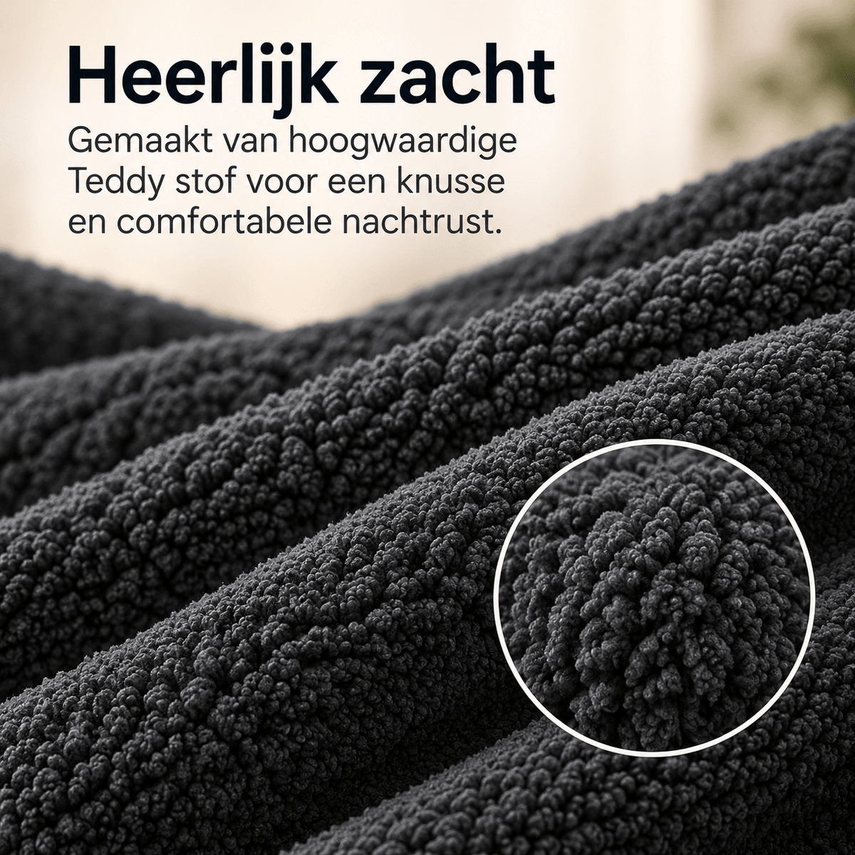Hoeslaken Teddy – Extra Warm & Superzacht – Antraciet – Sleeptime - Dromen & Wonen