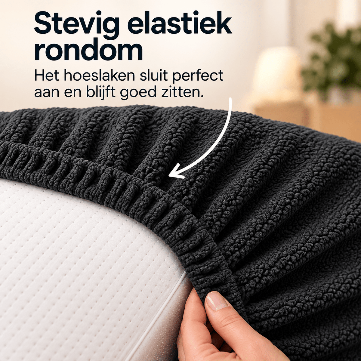 Hoeslaken Teddy – Extra Warm & Superzacht – Antraciet – Sleeptime - Dromen & Wonen