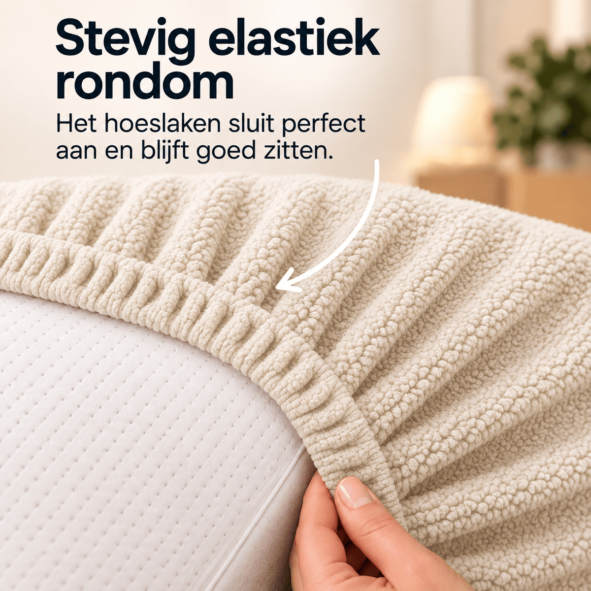 Hoeslaken Teddy – Extra Warm & Superzacht – Creme – Sleeptime - Dromen & Wonen