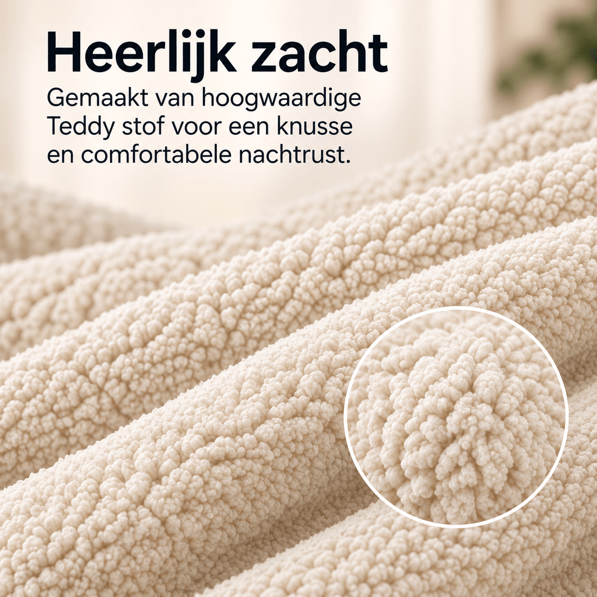 Hoeslaken Teddy – Extra Warm & Superzacht – Creme – Sleeptime - Dromen & Wonen
