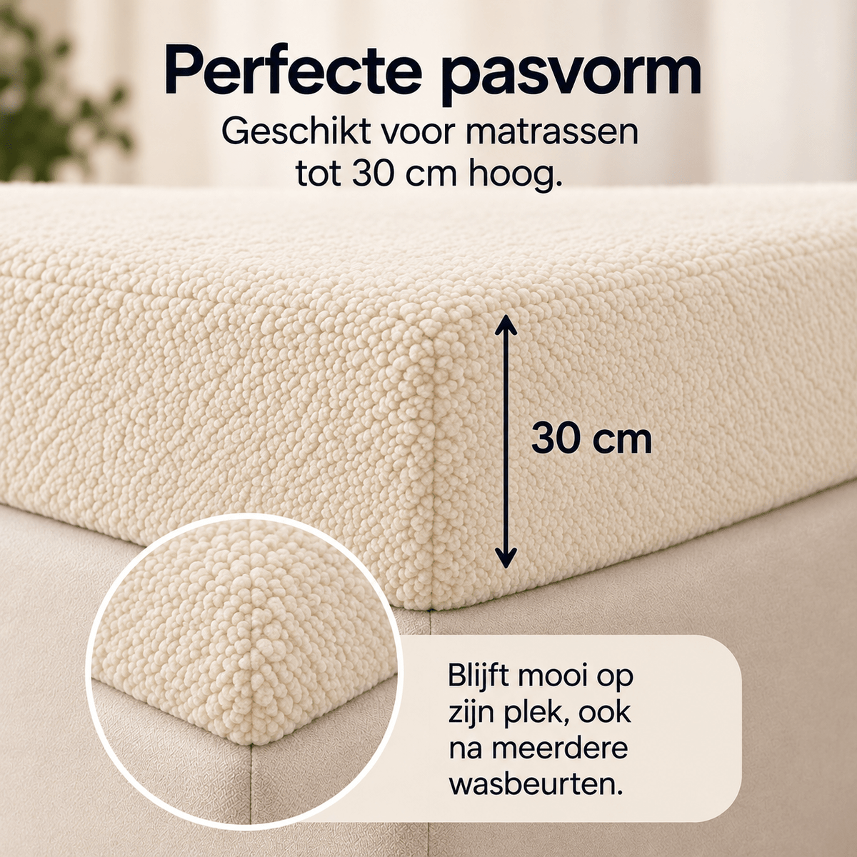 Hoeslaken Teddy – Extra Warm & Superzacht – Creme – Sleeptime - Dromen & Wonen