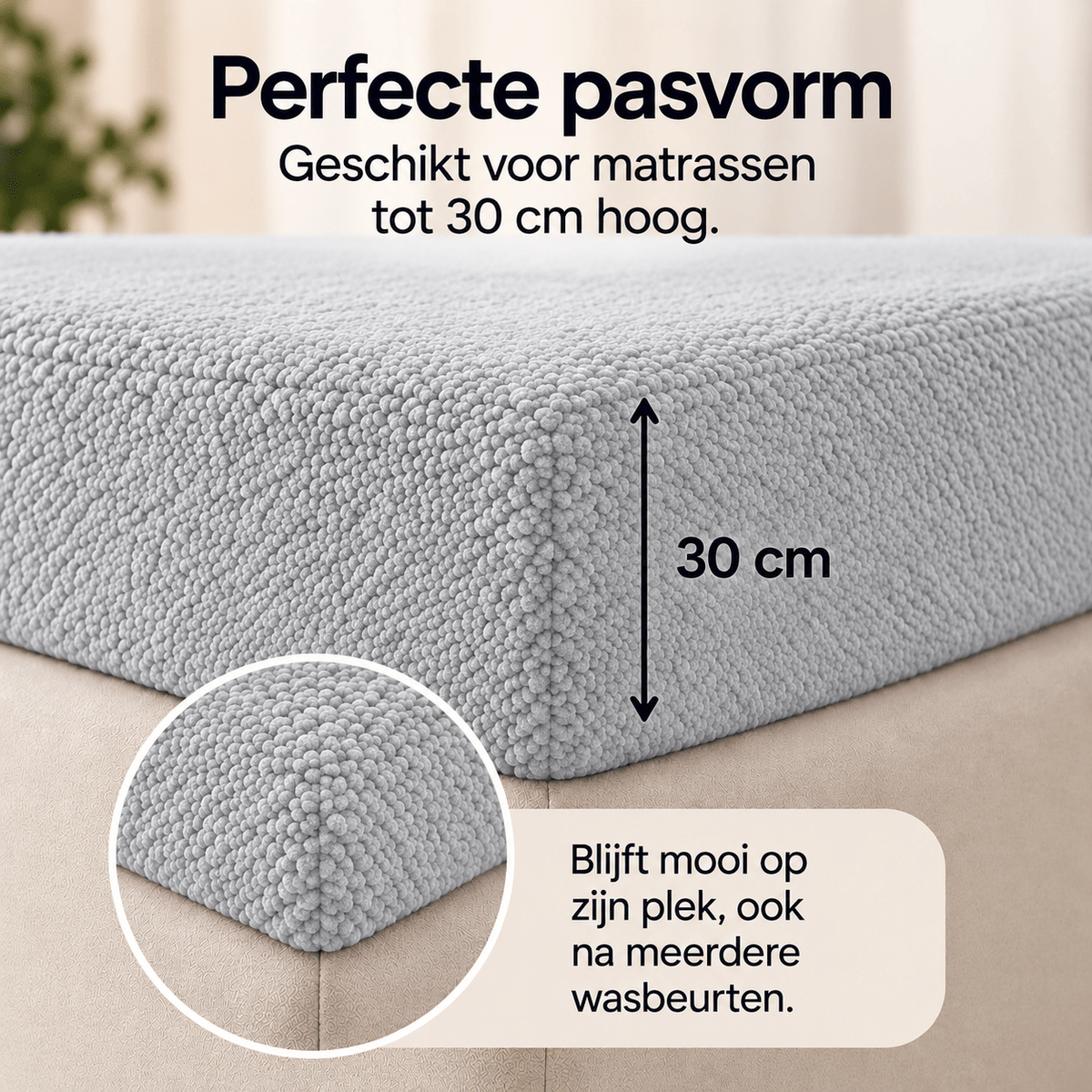 Hoeslaken Teddy – Extra Warm & Superzacht – Grijs – Sleeptime - Dromen & Wonen