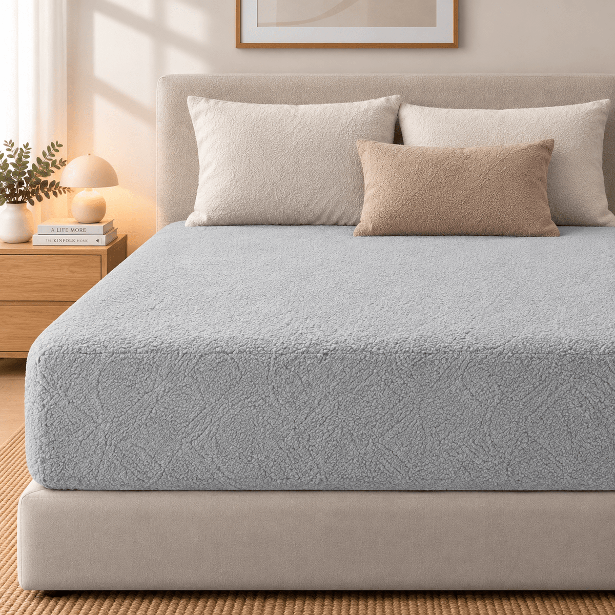 Hoeslaken Teddy – Extra Warm & Superzacht – Grijs – Sleeptime - Dromen & Wonen
