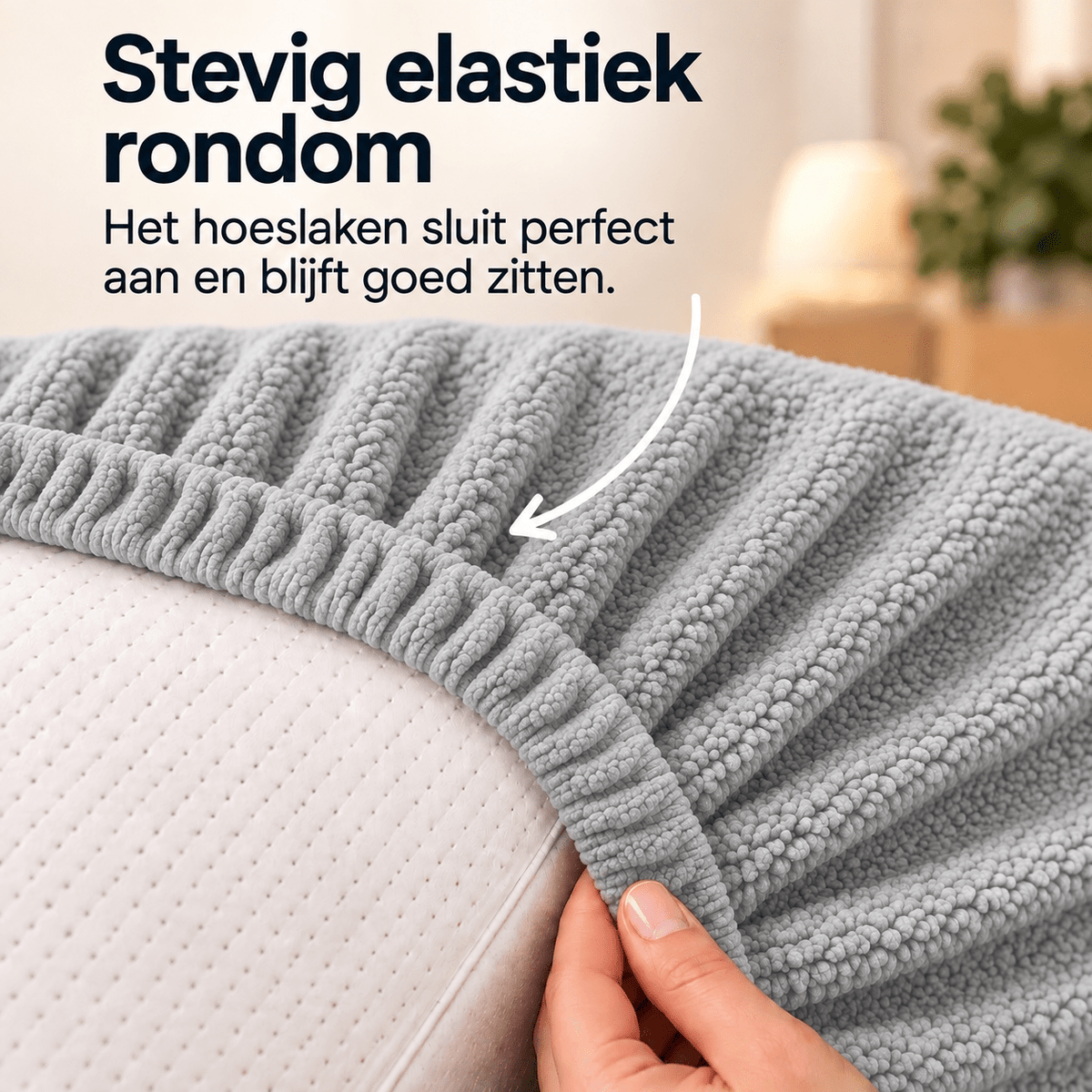 Hoeslaken Teddy – Extra Warm & Superzacht – Grijs – Sleeptime - Dromen & Wonen