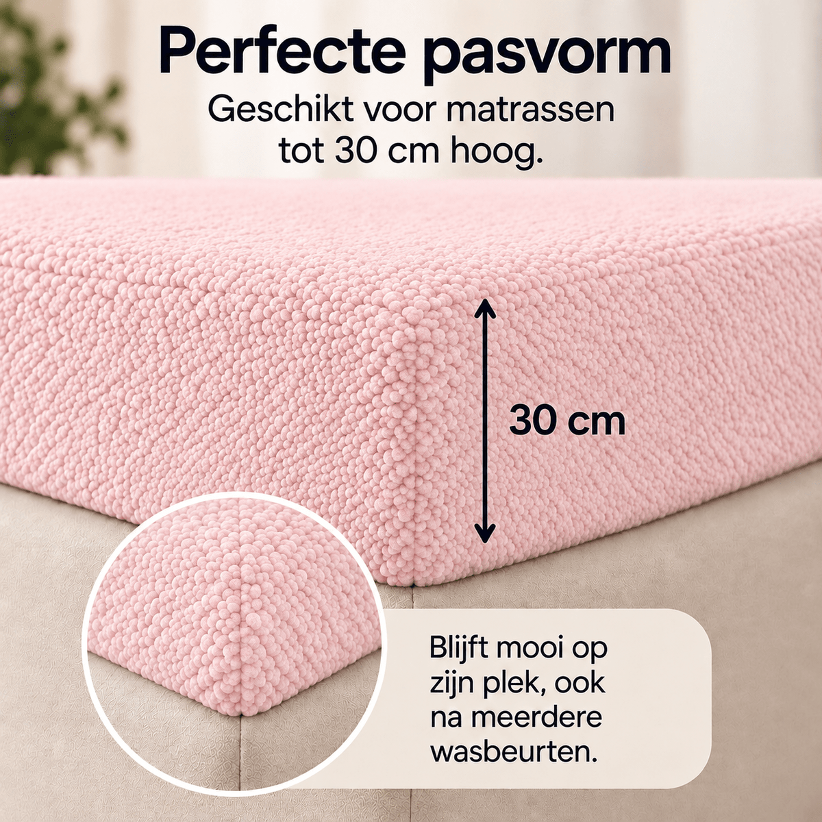 Hoeslaken Teddy – Extra Warm & Superzacht – Roze – Sleeptime - Dromen & Wonen