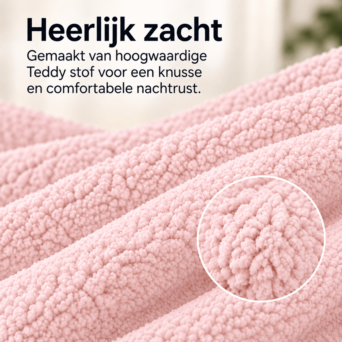 Hoeslaken Teddy – Extra Warm & Superzacht – Roze – Sleeptime - Dromen & Wonen