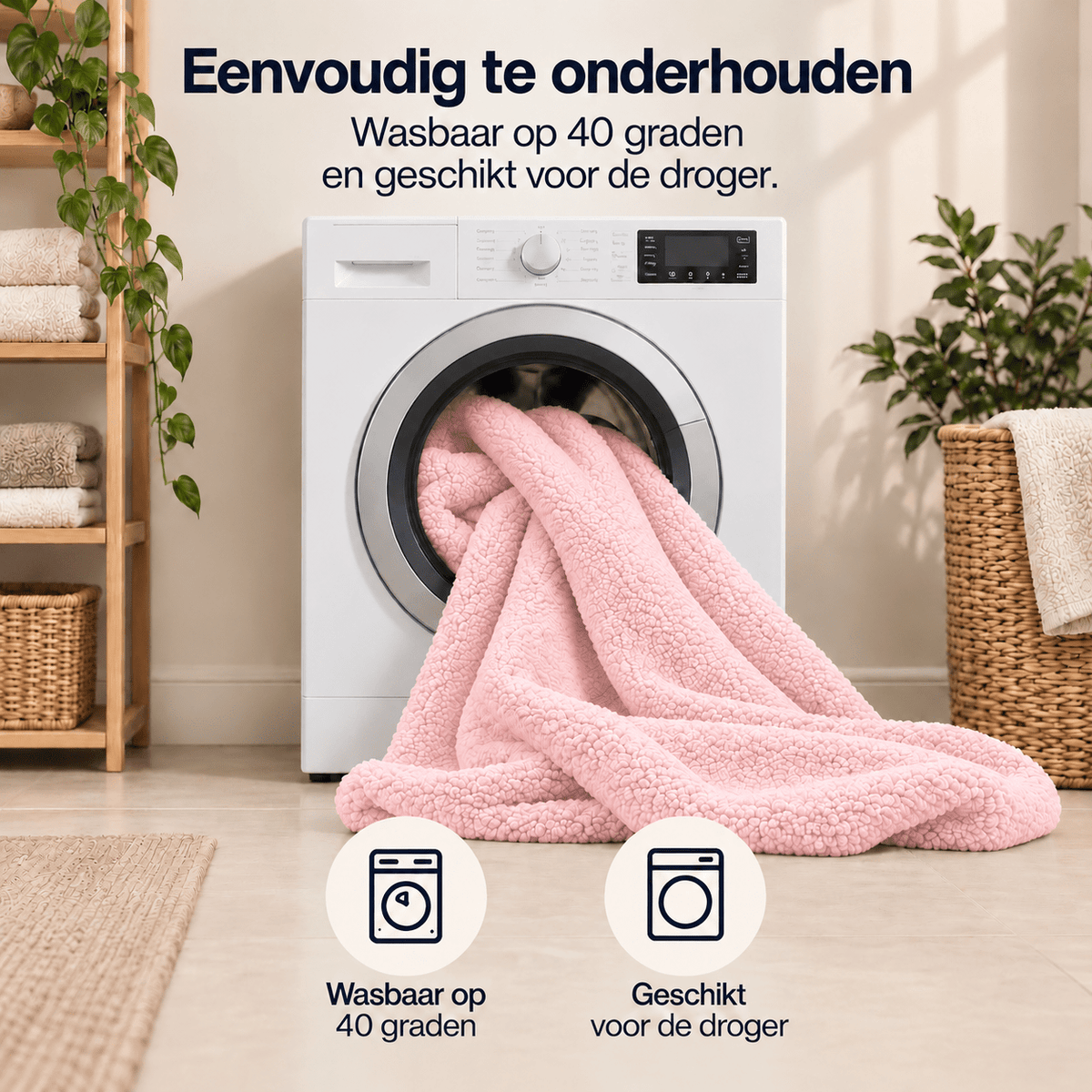 Hoeslaken Teddy – Extra Warm & Superzacht – Roze – Sleeptime - Dromen & Wonen