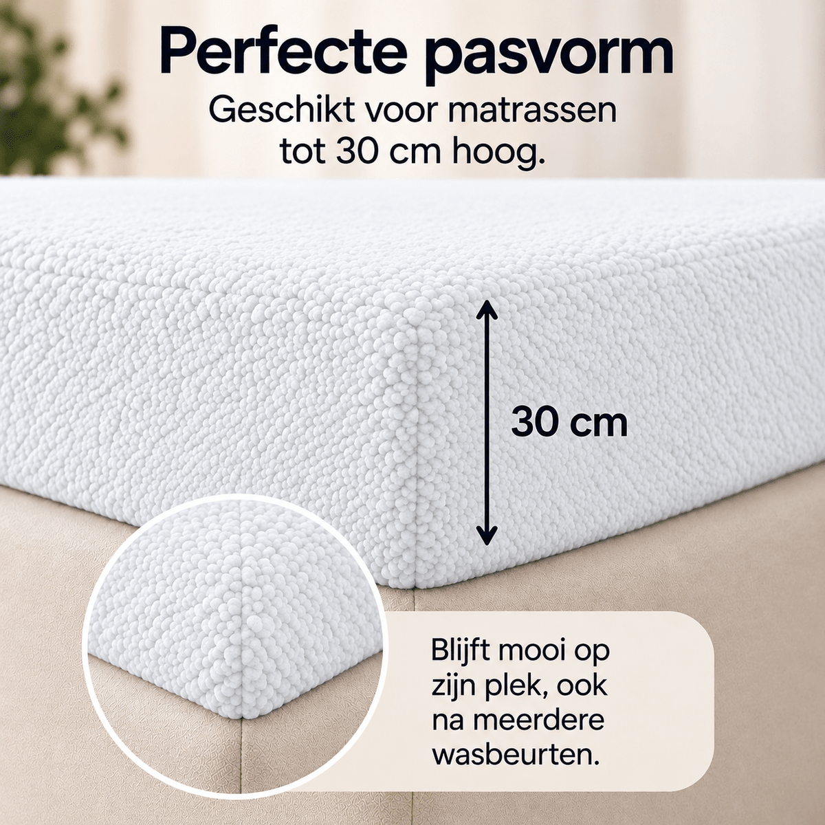 Hoeslaken Teddy – Extra Warm & Superzacht – Wit – Sleeptime - Dromen & Wonen