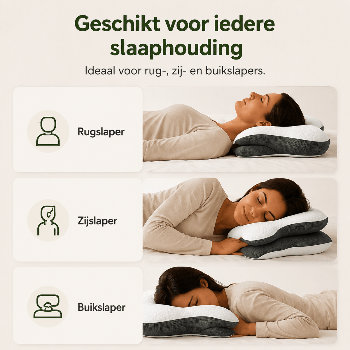 Hoofdkussen Memory Foam - Ergonomisch Vlinderkussen van Traagschuim voor Zij-, Rug- & Buikslapers - 69x40 cm - Dromen & Wonen