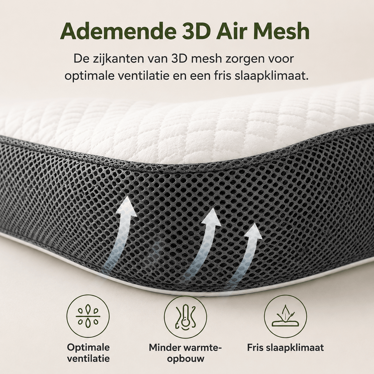 Hoofdkussen Memory Foam - Ergonomisch Vlinderkussen van Traagschuim voor Zij-, Rug- & Buikslapers - 69x40 cm - Dromen & Wonen