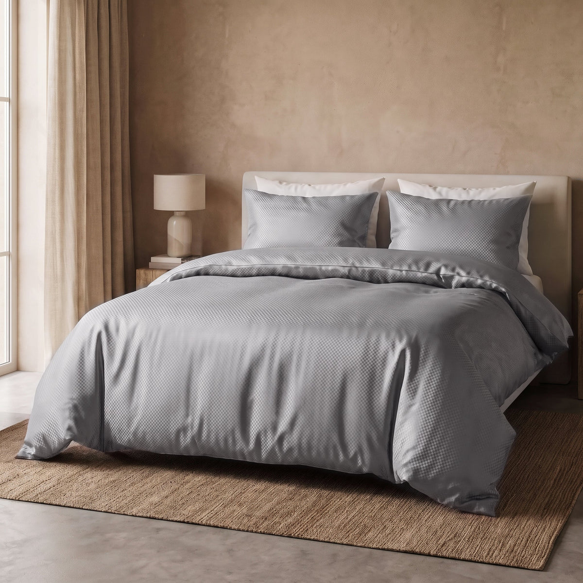 Hotel Dekbedovertrek – Luxe Satijnlook Micropercal – Grijs – Sleeptime - Dromen & Wonen