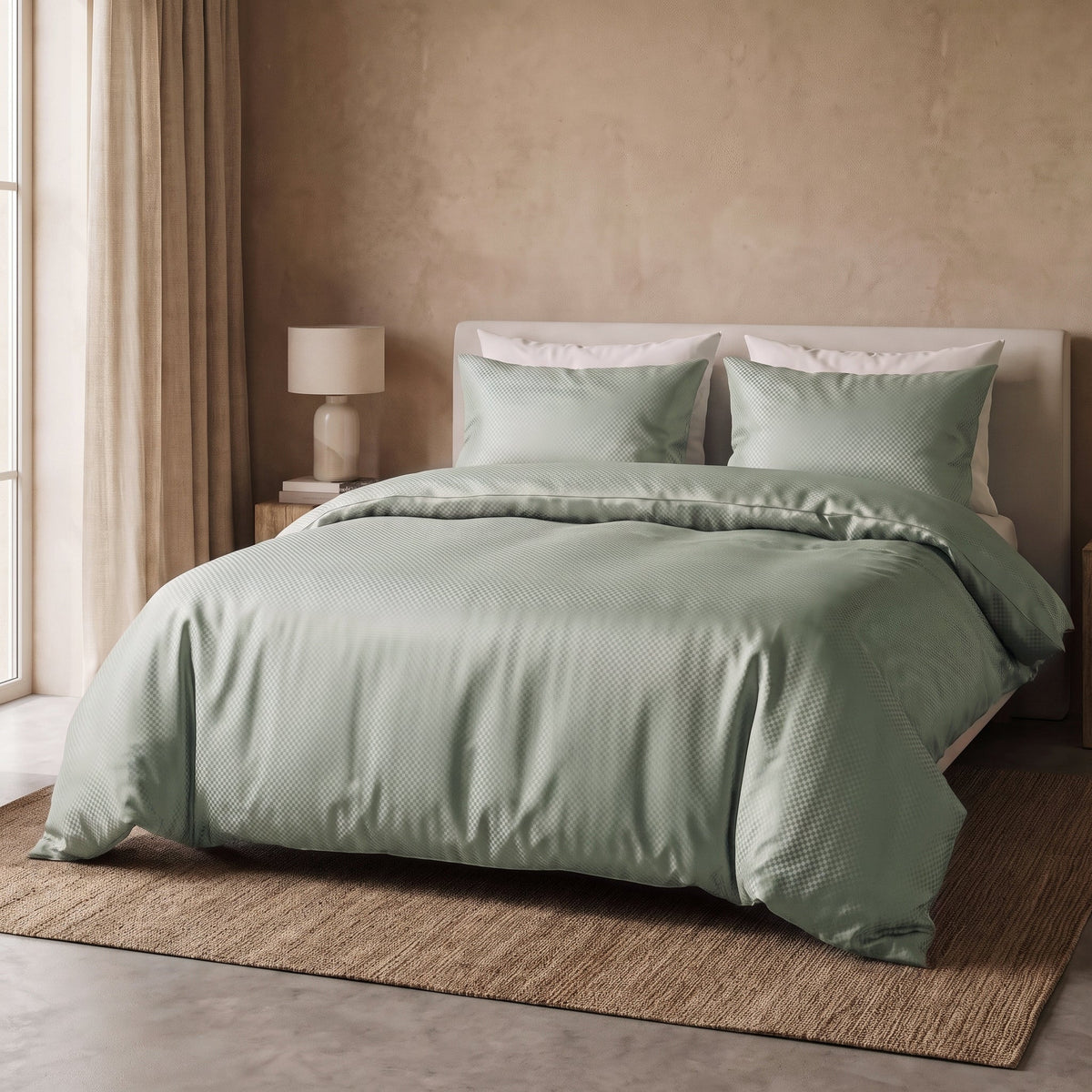 Hotel Dekbedovertrek – Luxe Satijnlook Micropercal – Groen – Sleeptime - Dromen & Wonen