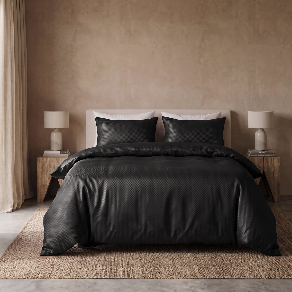 Hotel Dekbedovertrek – Luxe Satijnlook Micropercal – Zwart – Sleeptime - Dromen & Wonen