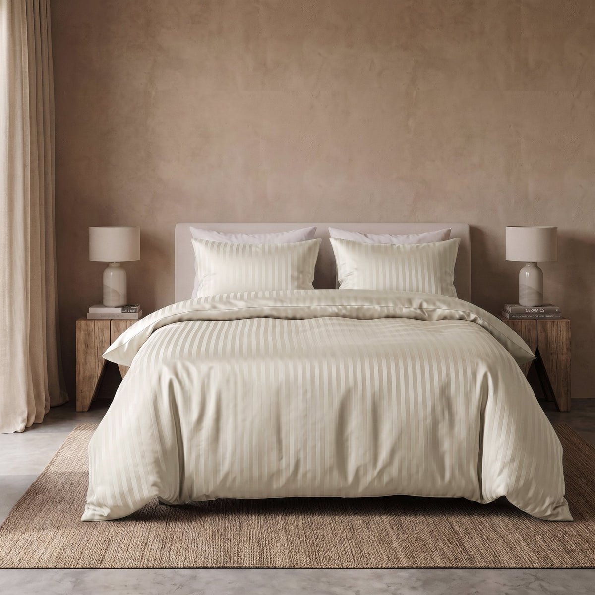 Hotel Dekbedovertrek – Luxe Strepen – Creme – Sleeptime - Dromen & Wonen