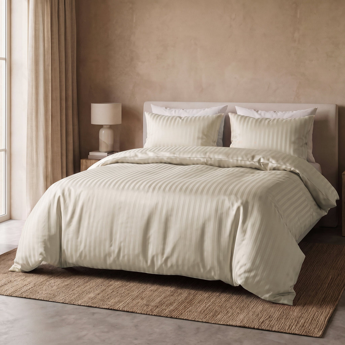 Hotel Dekbedovertrek – Luxe Strepen – Creme – Sleeptime - Dromen & Wonen