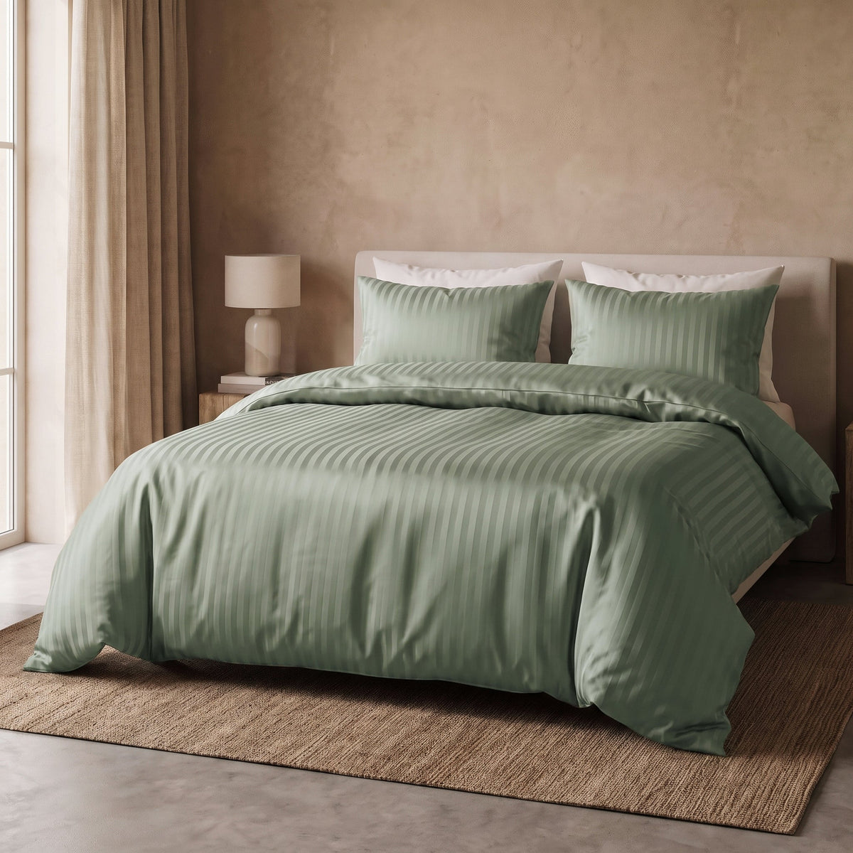 Hotel Dekbedovertrek – Luxe Strepen – Groen – Sleeptime - Dromen & Wonen
