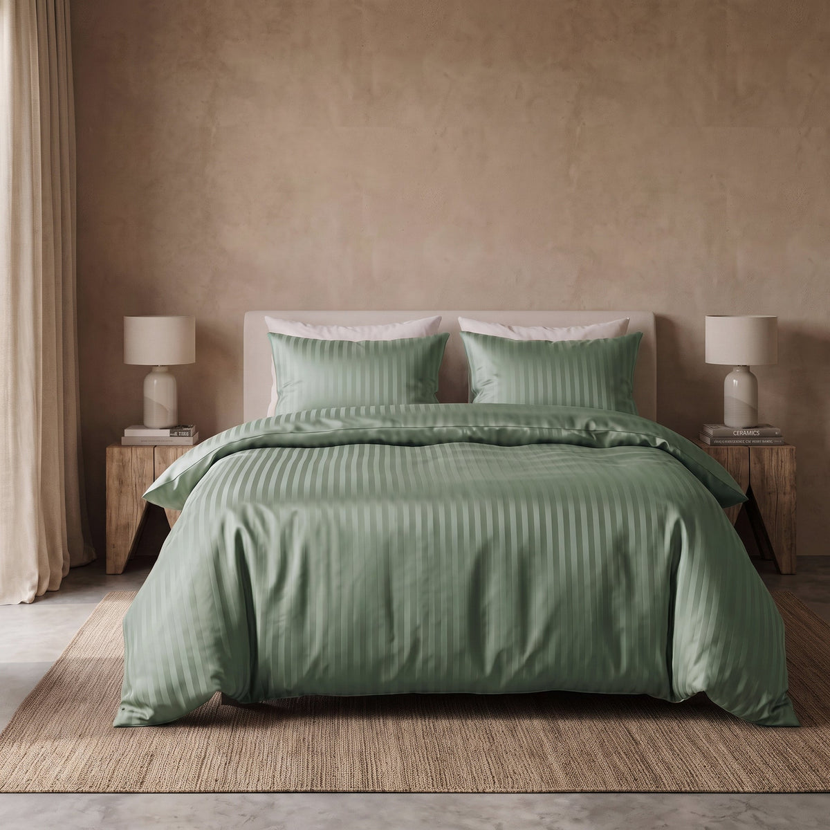 Hotel Dekbedovertrek – Luxe Strepen – Groen – Sleeptime - Dromen & Wonen