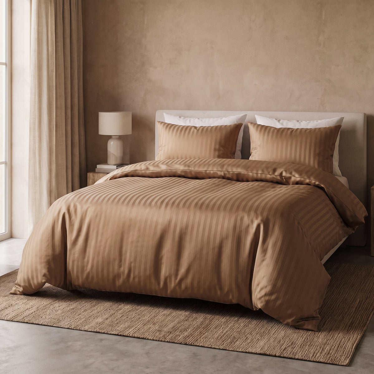 Hotel Dekbedovertrek – Luxe Strepen – Taupe – Sleeptime - Dromen & Wonen