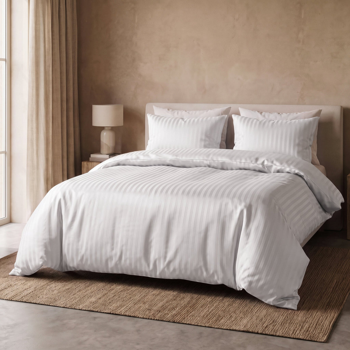Hotel Dekbedovertrek – Luxe Strepen – Wit – Sleeptime - Dromen & Wonen