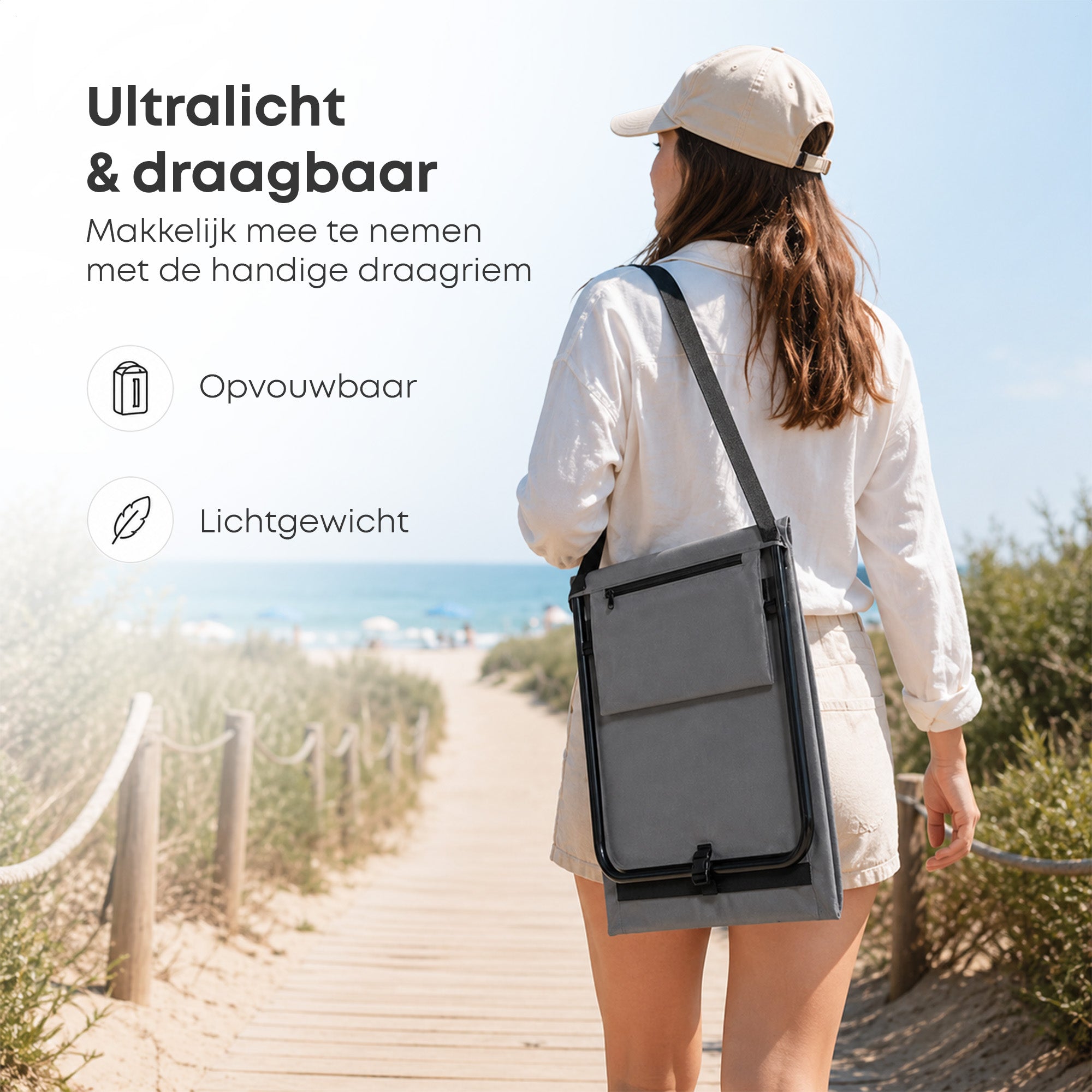 Intimo Strandmat - Set van 2 - Verstelbare Rugleuning - Grijs - Dromen & Wonen