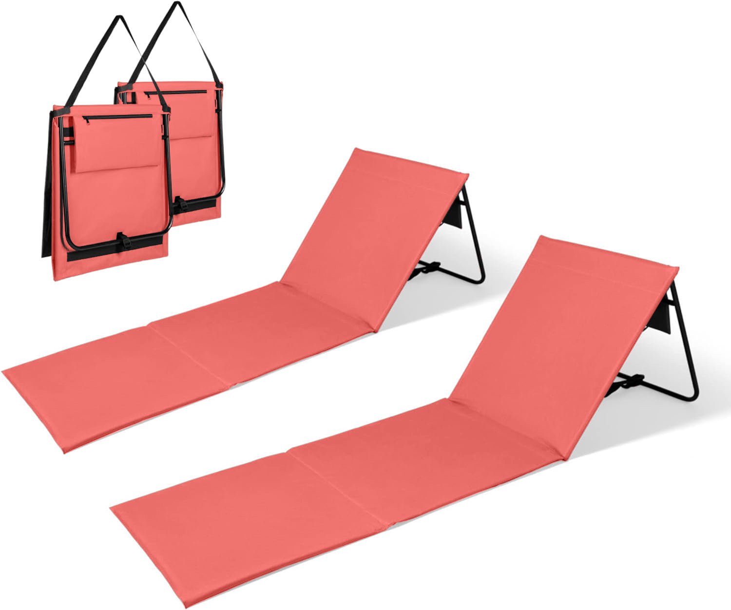 Intimo Strandmat - Set van 2 - Verstelbare Rugleuning - Koraal - Dromen & Wonen