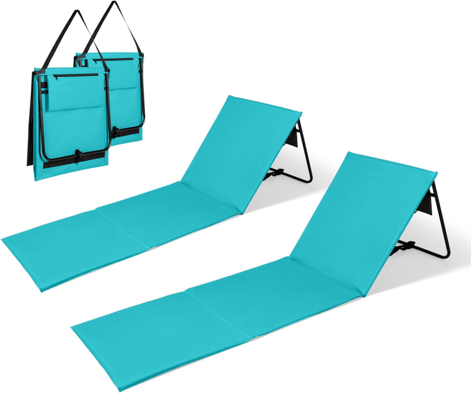 Intimo Strandmat - Set van 2 - Verstelbare Rugleuning - Turqouise - Dromen & Wonen