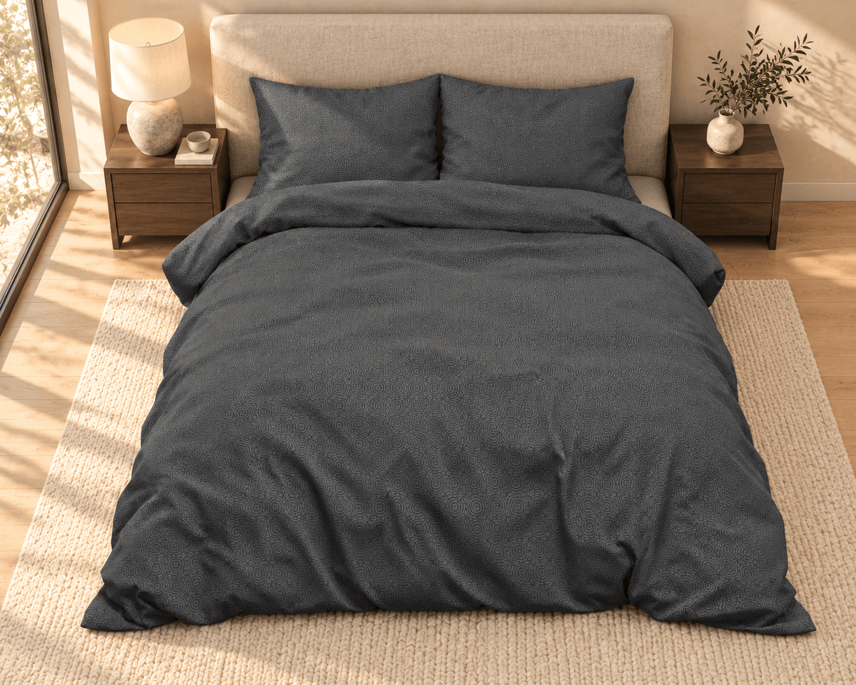 Katoen Flanel Dekbedovertrek Antraciet – Jason – Warm & Zacht met Kussenslopen – Sleeptime - Dromen & Wonen