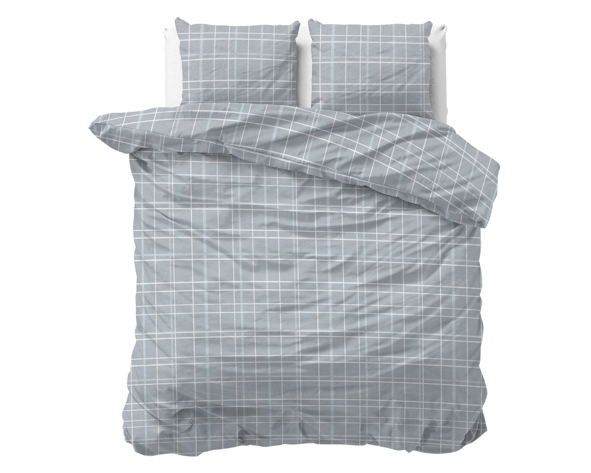 Katoen Flanel Dekbedovertrek Blauw – Seva – Warm & Zacht met Kussenslopen – Sleeptime - Dromen & Wonen