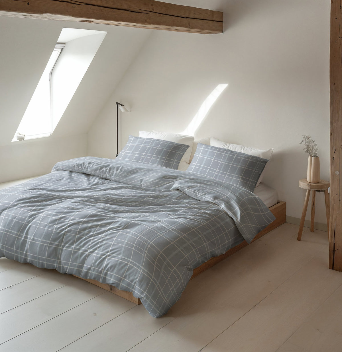 Katoen Flanel Dekbedovertrek Blauw – Seva – Warm & Zacht met Kussenslopen – Sleeptime - Dromen & Wonen