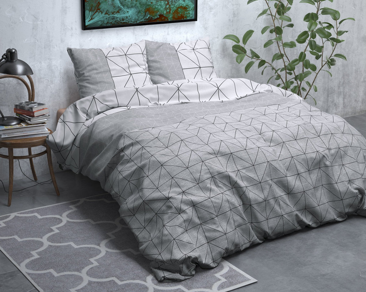 Katoen Flanel Dekbedovertrek Grijs – Gino – Warm & Zacht met Kussenslopen – Sleeptime - Dromen & Wonen