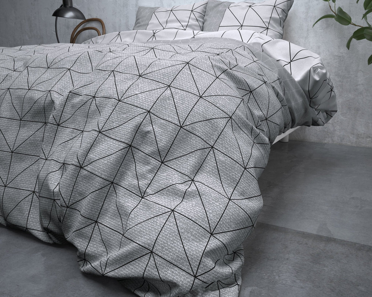 Katoen Flanel Dekbedovertrek Grijs – Gino – Warm & Zacht met Kussenslopen – Sleeptime - Dromen & Wonen