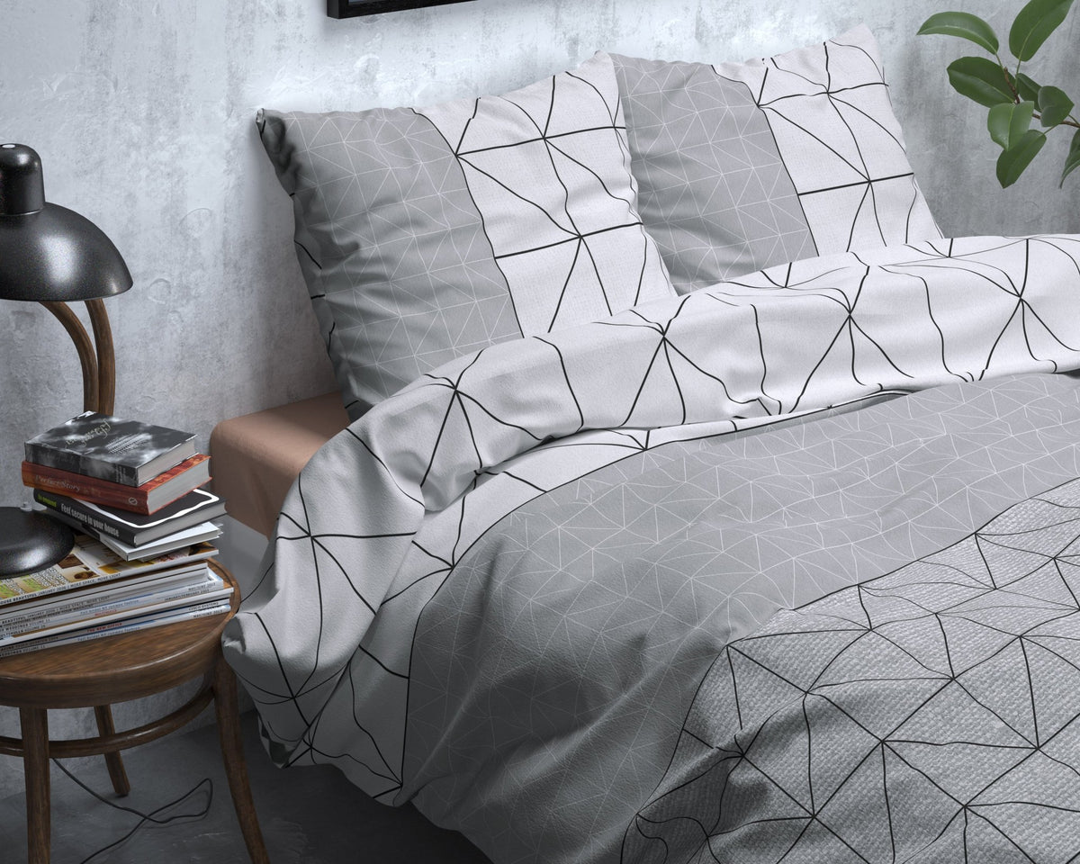Katoen Flanel Dekbedovertrek Grijs – Gino – Warm & Zacht met Kussenslopen – Sleeptime - Dromen & Wonen