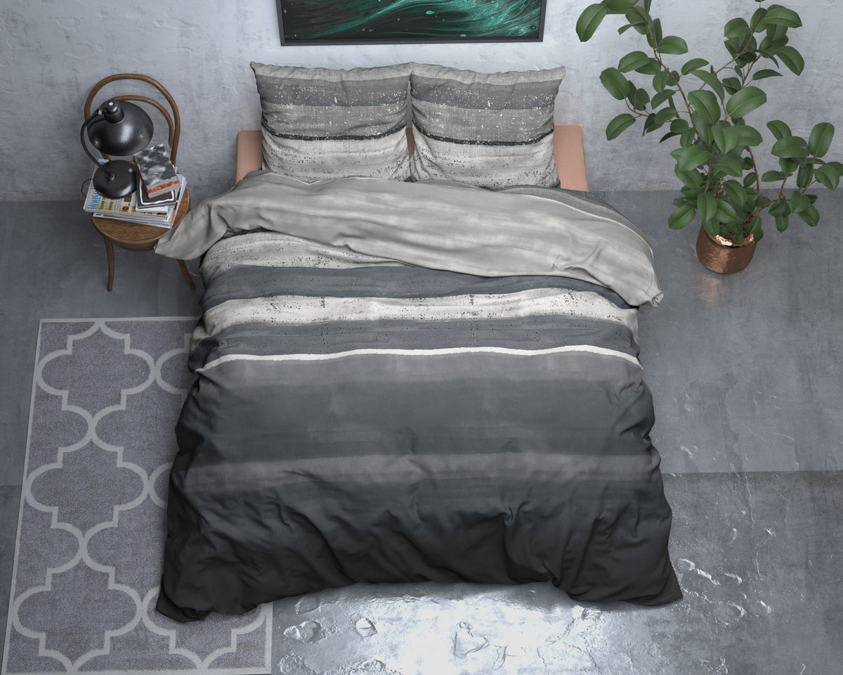 Katoen Flanel Dekbedovertrek Grijs – Marcus – Warm & Zacht met Kussenslopen – Sleeptime - Dromen & Wonen