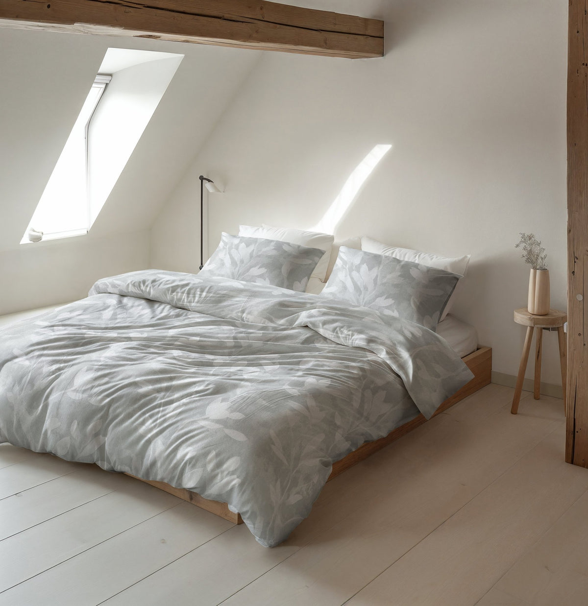 Katoen Flanel Dekbedovertrek Grijs – Rosa – Warm & Zacht met Kussenslopen – Sleeptime - Dromen & Wonen