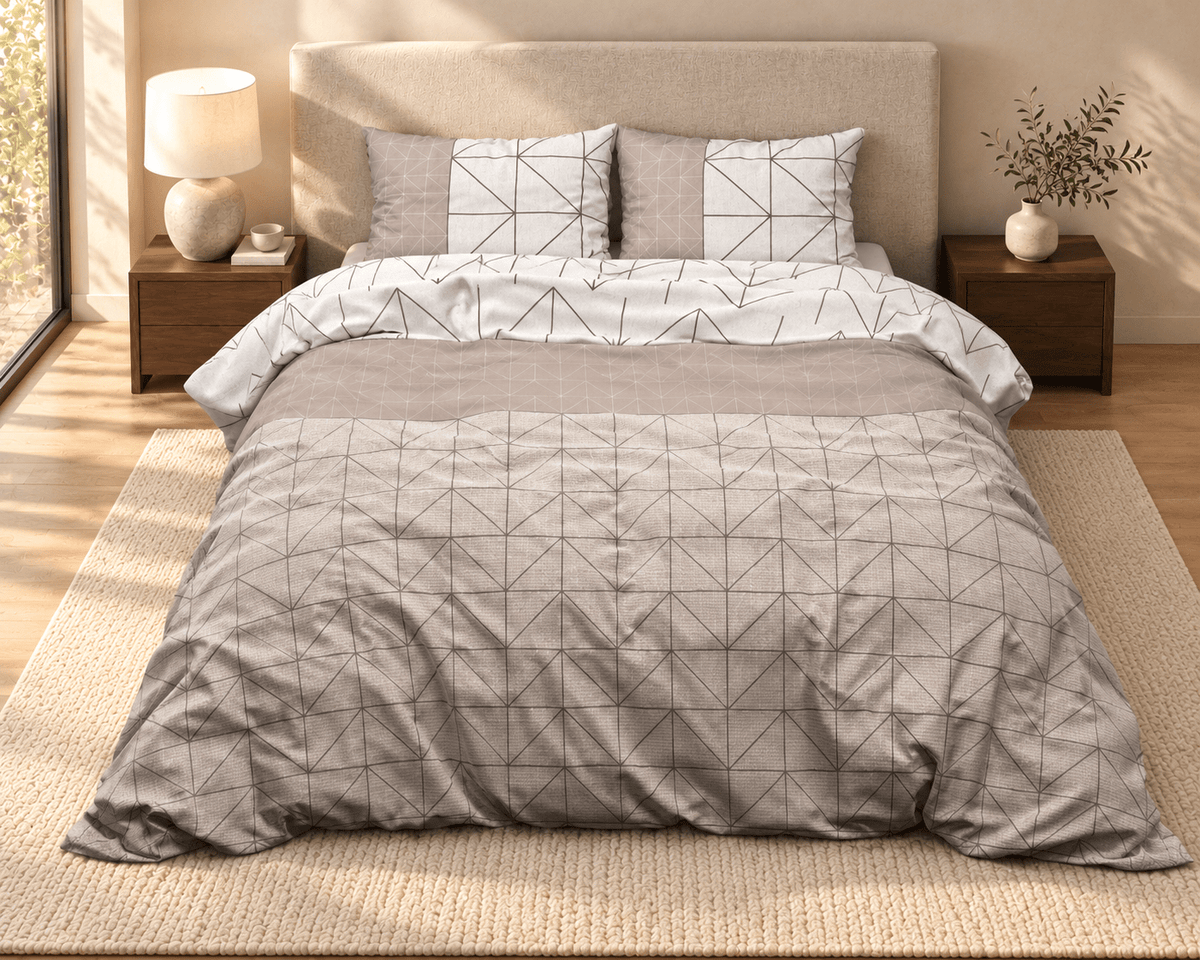Katoen Flanel Dekbedovertrek Taupe – Gino – Warm & Zacht met Kussenslopen – Sleeptime - Dromen & Wonen