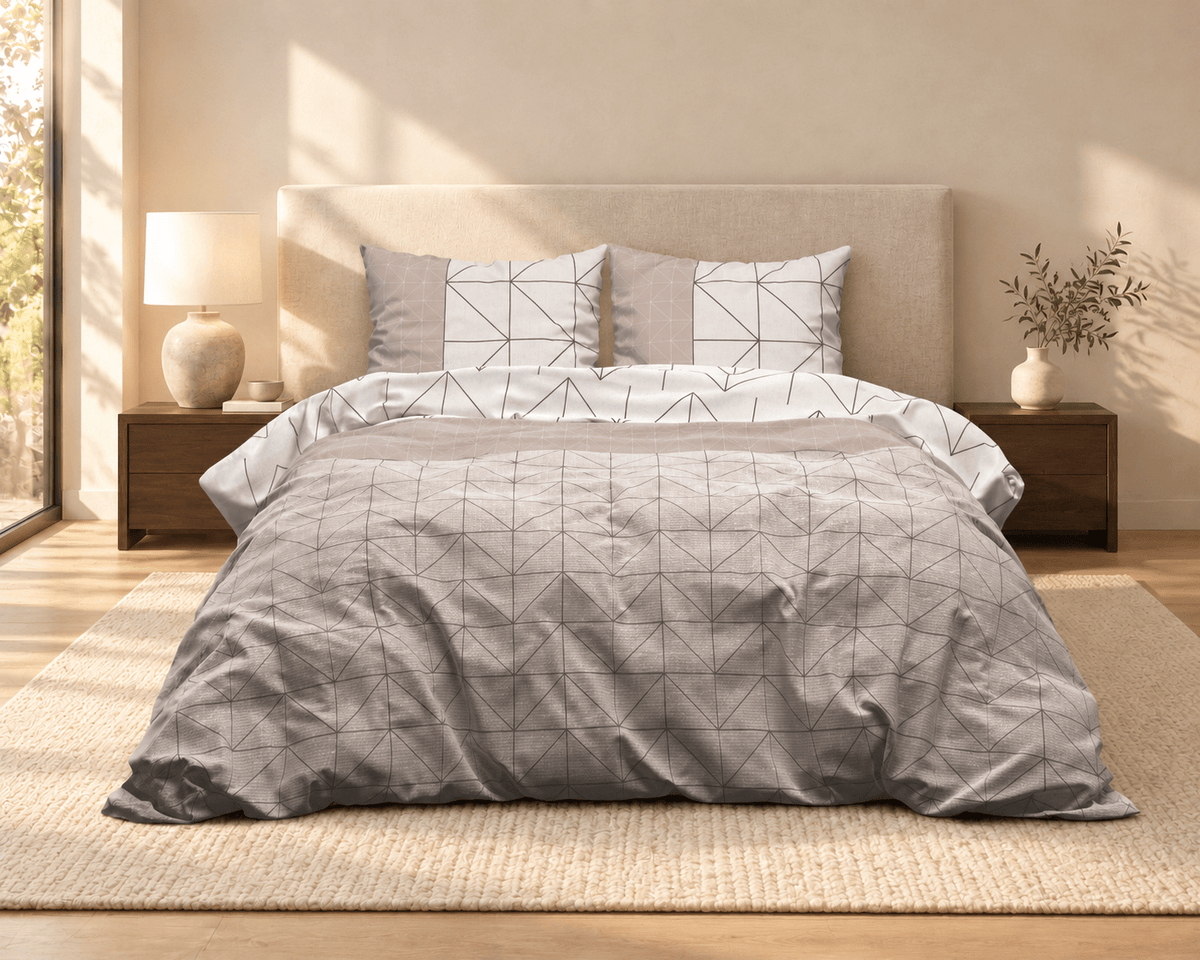 Katoen Flanel Dekbedovertrek Taupe – Gino – Warm & Zacht met Kussenslopen – Sleeptime - Dromen & Wonen