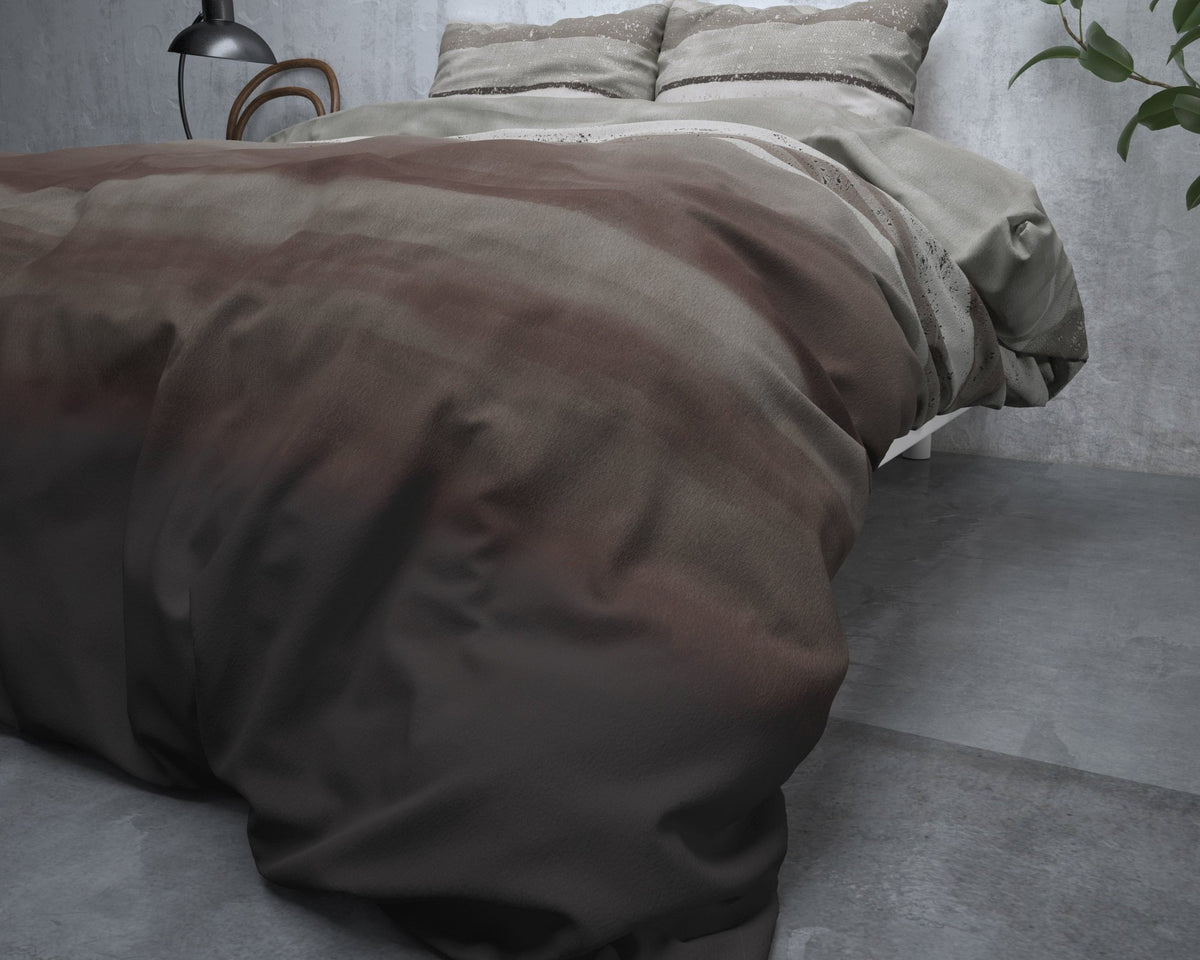 Katoen Flanel Dekbedovertrek Taupe – Marcus – Warm & Zacht met Kussenslopen – Sleeptime - Dromen & Wonen