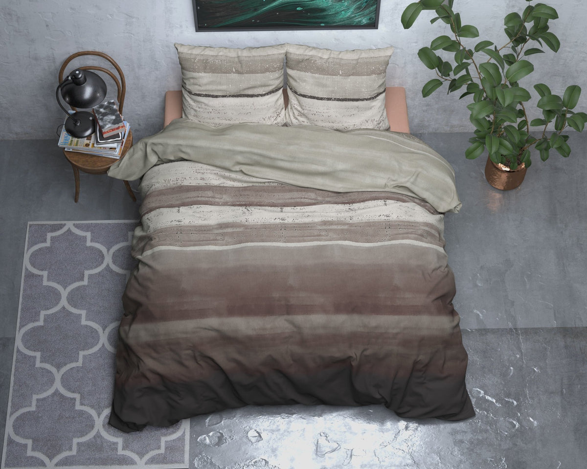Katoen Flanel Dekbedovertrek Taupe – Marcus – Warm & Zacht met Kussenslopen – Sleeptime - Dromen & Wonen