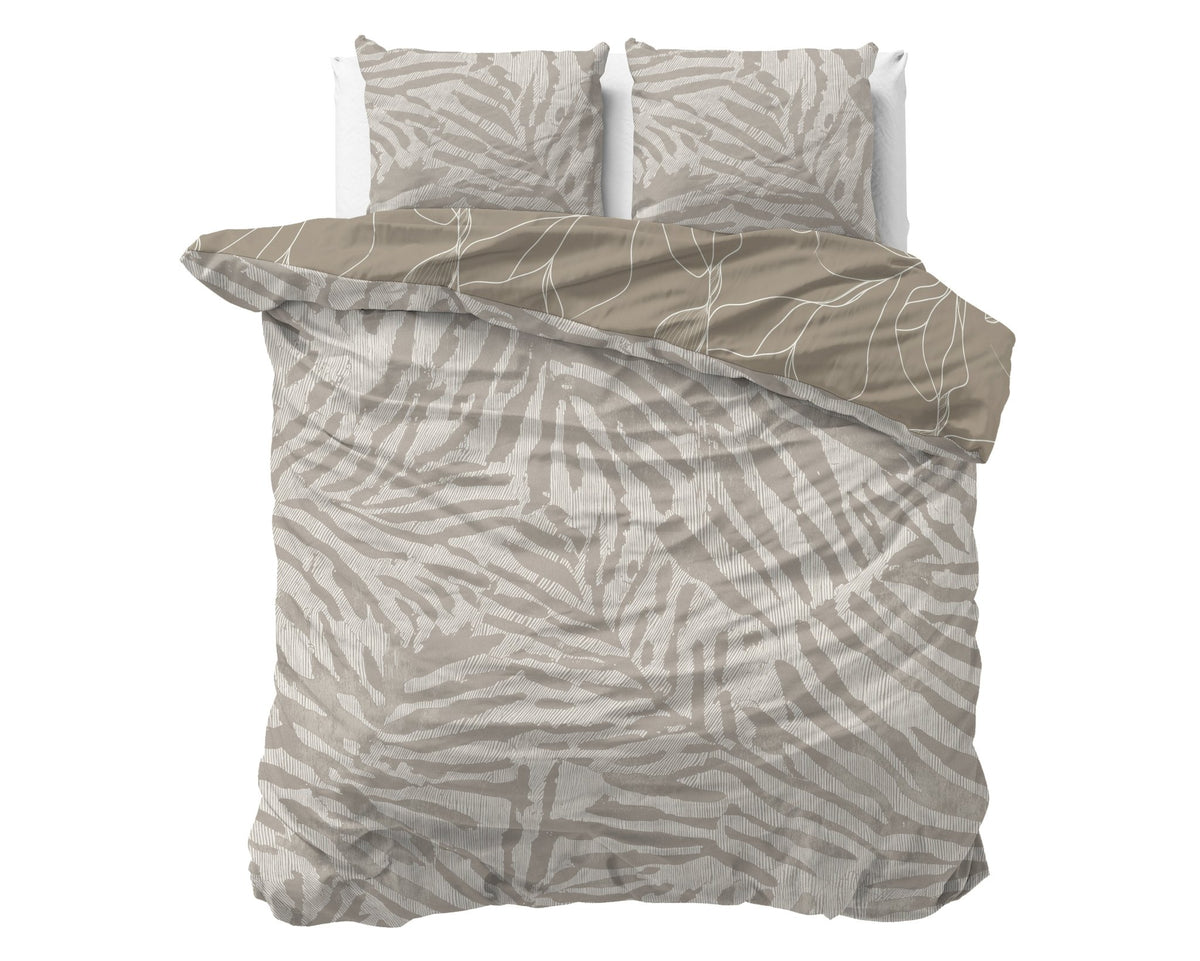 Katoen Flanel Dekbedovertrek Taupe/Grijs – Quiet Wild – Warm & Zacht met Kussenslopen – Dreamhouse - Dromen & Wonen