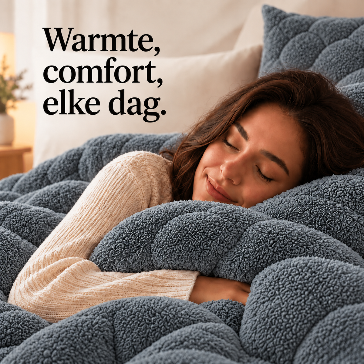 Dekbed en Overtrek in 1 – Zacht Teddy Dekbed – Antraciet – Sleeptime
