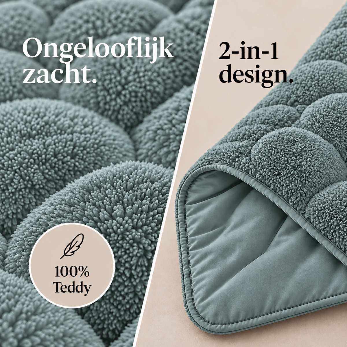 Dekbed en Overtrek in 1 – Zacht Teddy Dekbed – Groen – Sleeptime